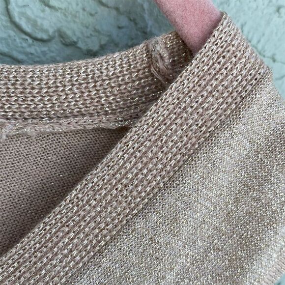 Chico's Gold Sparkly Sweater Tank Top Size 2 L Casual Fall Lurex Sweater - Picture 8 of 12